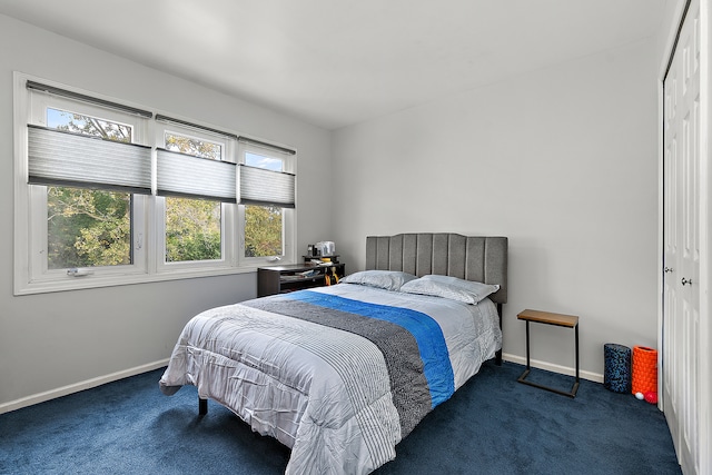 carpeted bedroom featuring a closet