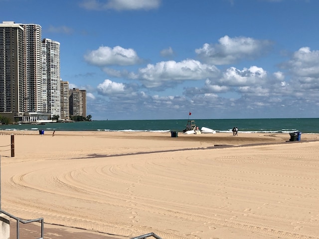 view of water feature featuring a view of the beach