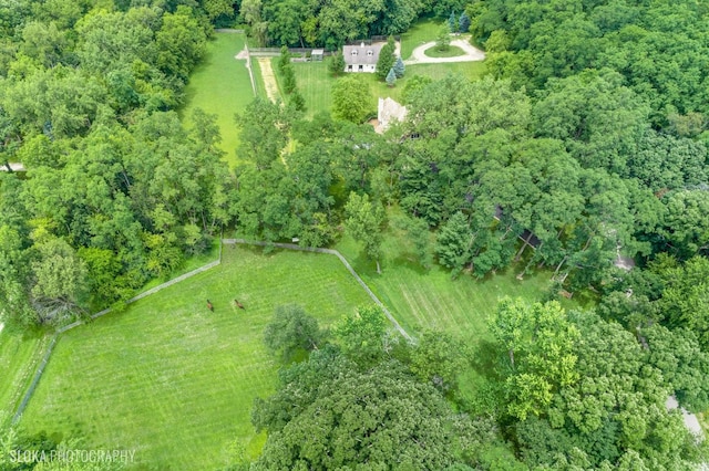 birds eye view of property with a rural view