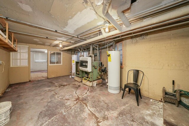 basement with water heater