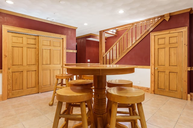 view of tiled dining room