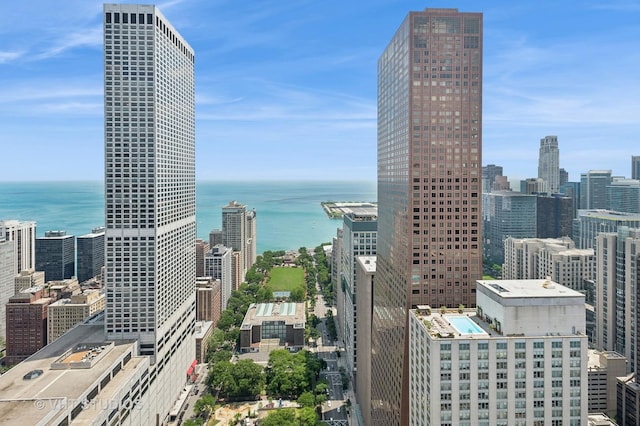 view of city featuring a water view