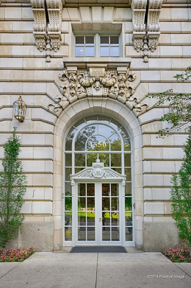 view of exterior entry with french doors