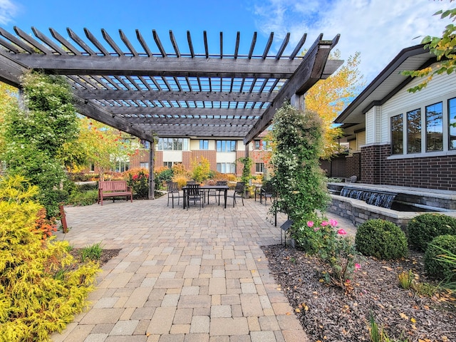 view of patio / terrace featuring a pergola