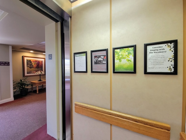 hall with carpet flooring