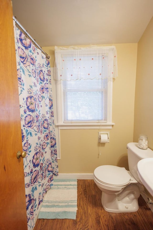 bathroom featuring toilet and hardwood / wood-style flooring