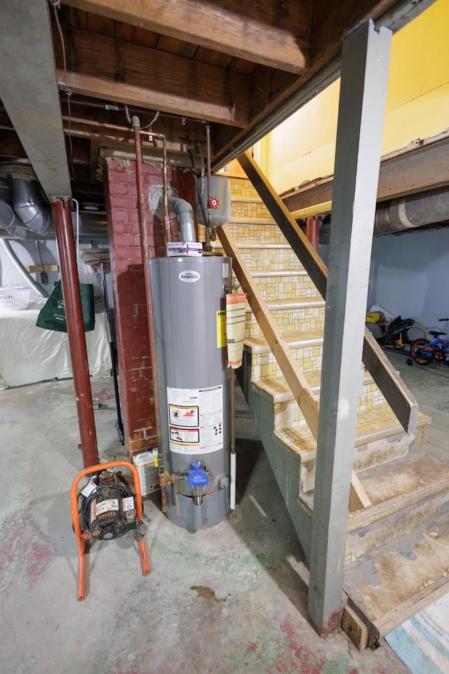 utility room featuring water heater