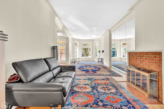 living room featuring ornamental molding