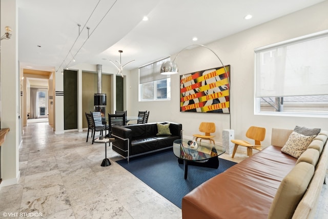 view of tiled living room