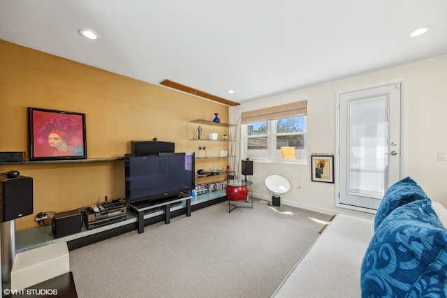 living room with carpet floors