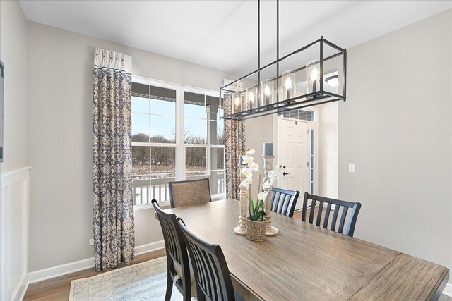 dining space featuring hardwood / wood-style flooring