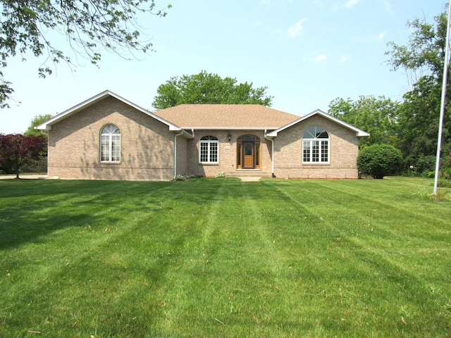 12900 S 104th Ave, Palos Park, IL 60464 - ranch-style home with brick siding, a front yard, and roof with shingles