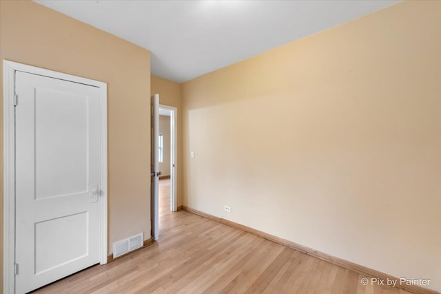 unfurnished bedroom with light hardwood / wood-style flooring