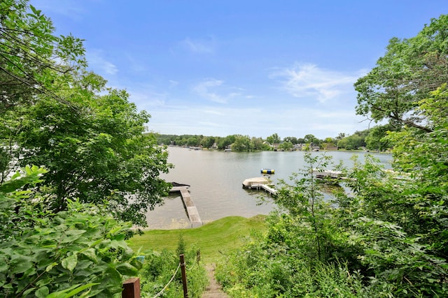 view of water feature featuring a boat dock