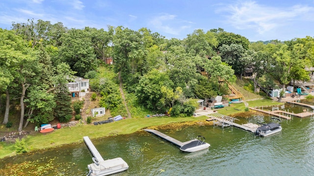 view of dock featuring a water view