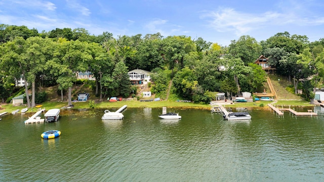 view of water feature featuring a boat dock