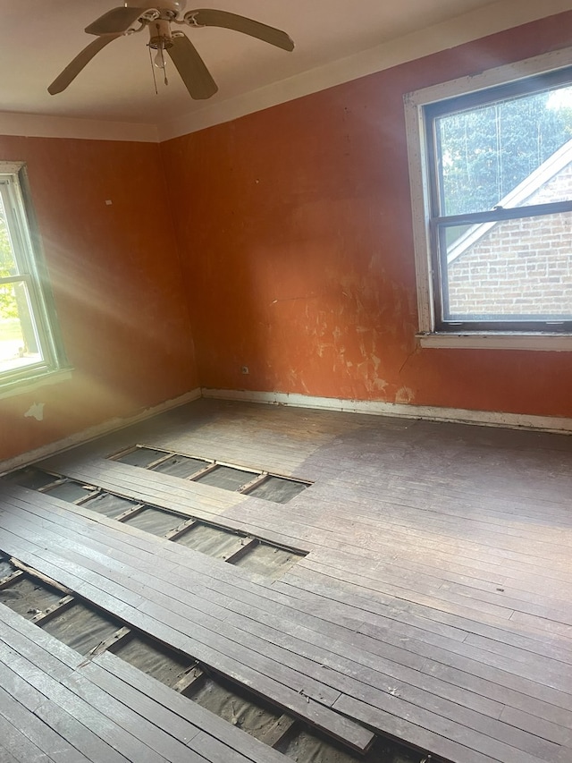 10840 S Buffalo Ave, Chicago, IL 60617 - unfurnished room with hardwood / wood-style floors, baseboards, and a ceiling fan