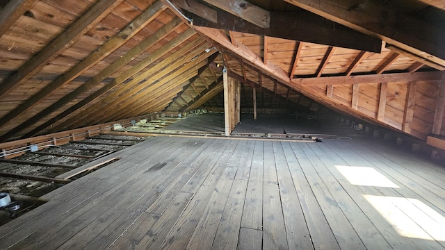 view of unfinished attic