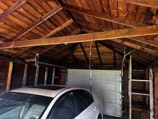 garage with wood ceiling