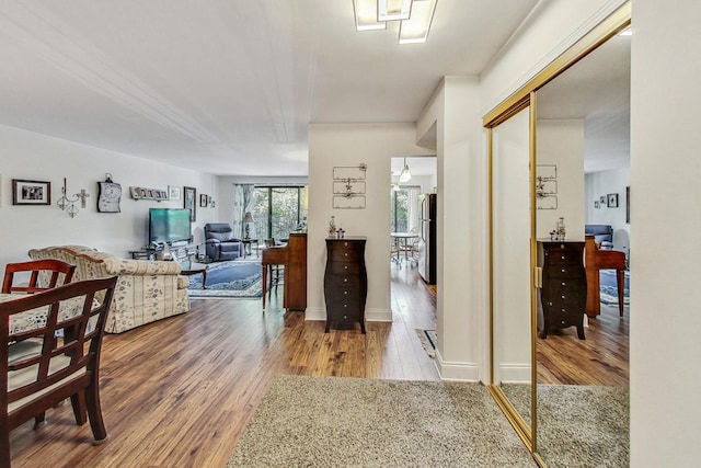 hallway featuring hardwood / wood-style floors