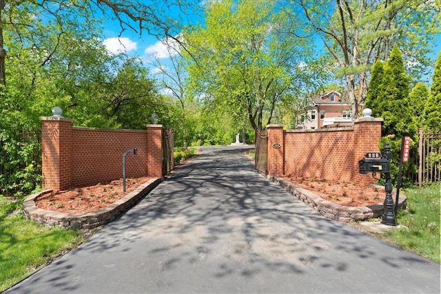 view of road featuring driveway, a gate, and a gated entry