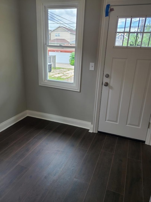 foyer featuring dark wood-type flooring