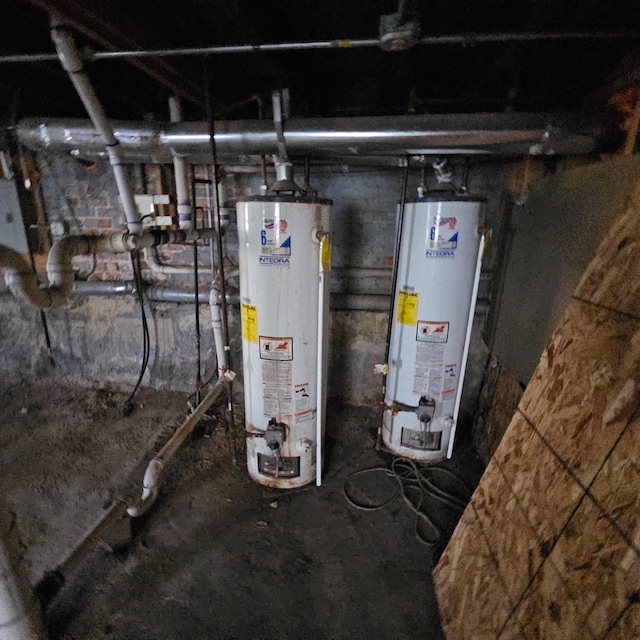 utility room featuring water heater