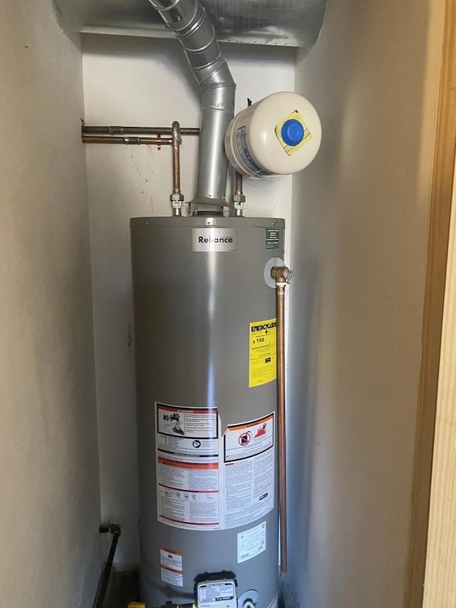 utility room with gas water heater