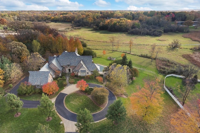 bird's eye view with a rural view