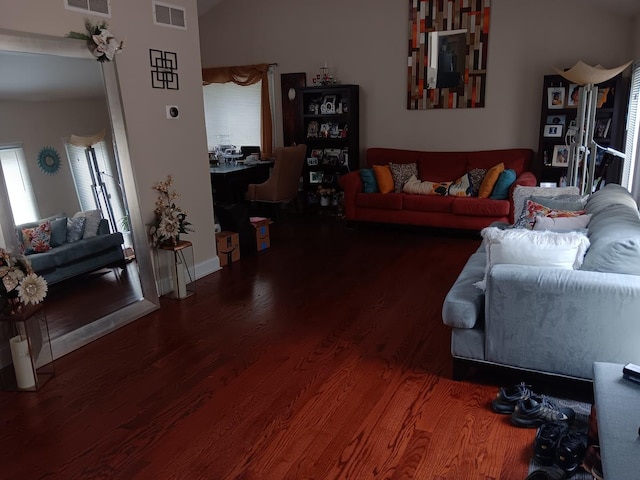 living room with wood-type flooring