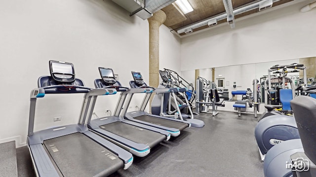 gym featuring a high ceiling