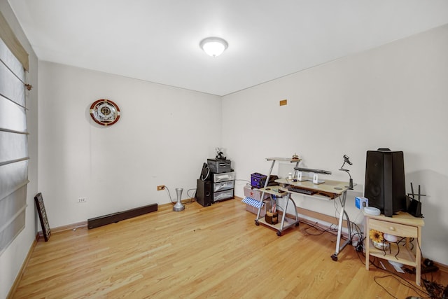 office area featuring light hardwood / wood-style floors