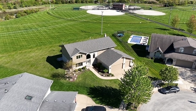 aerial view featuring a rural view