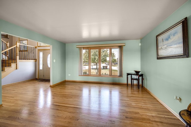 unfurnished living room featuring light hardwood / wood-style floors