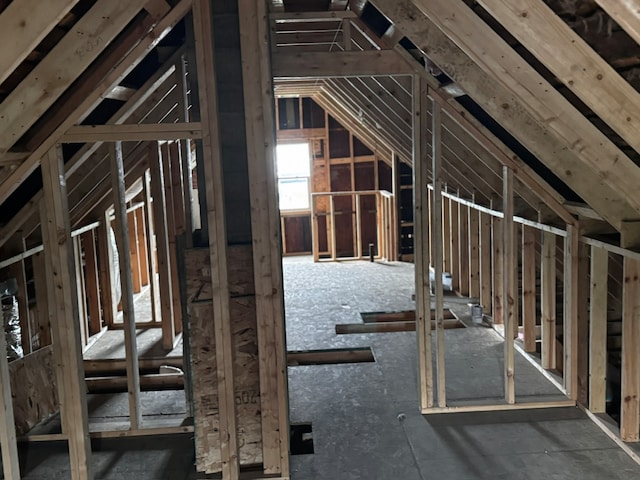 view of unfinished attic