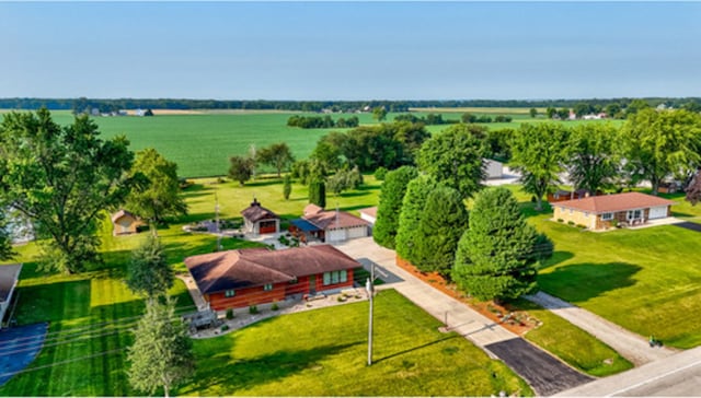 aerial view with a rural view