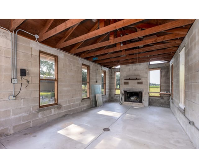 view of patio / terrace with a fireplace