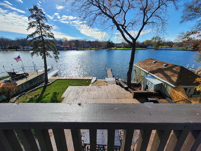 view of dock featuring a water view