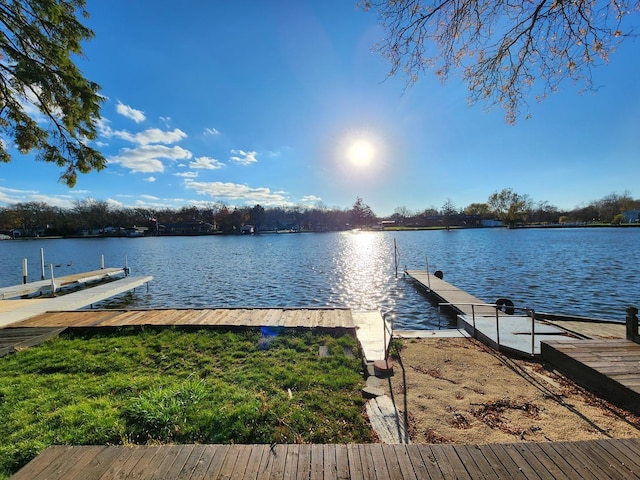 dock area featuring a water view