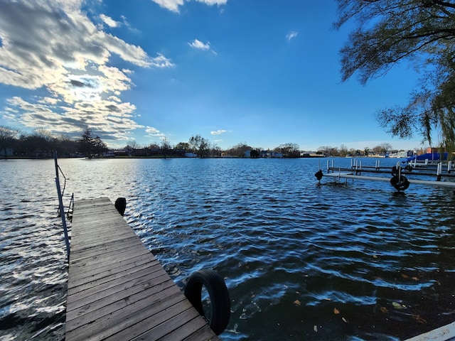 view of dock featuring a water view