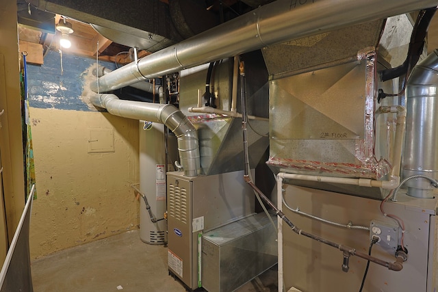 utility room with water heater