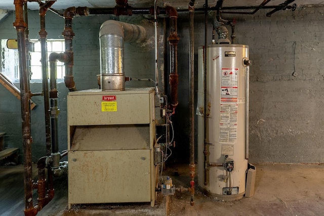 utility room featuring water heater