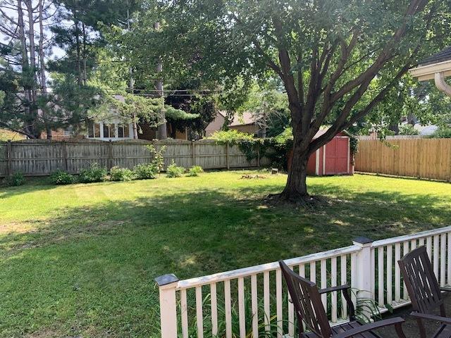 view of yard with a shed