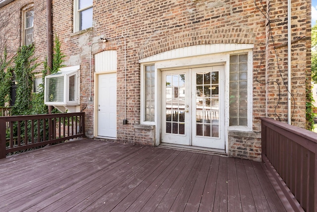 wooden terrace with french doors