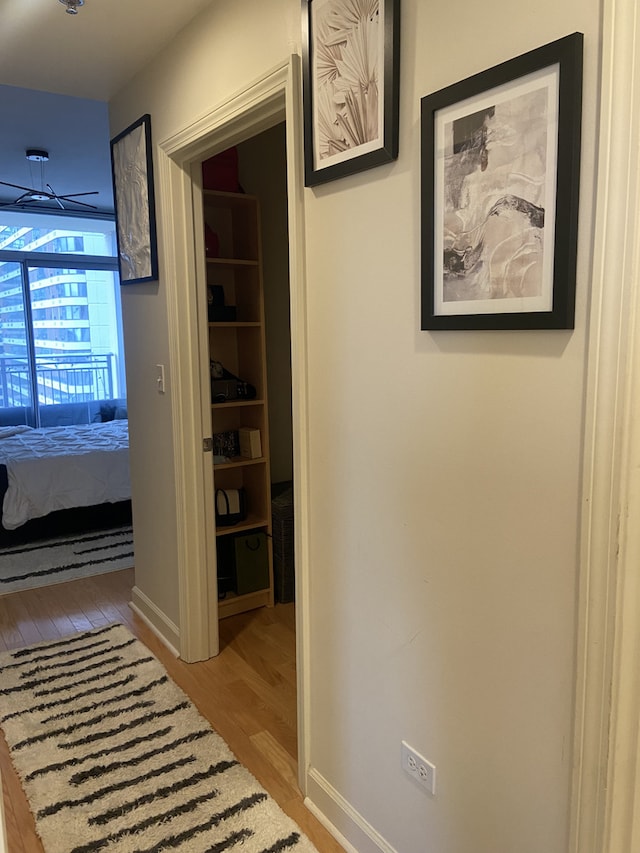 corridor featuring wood-type flooring