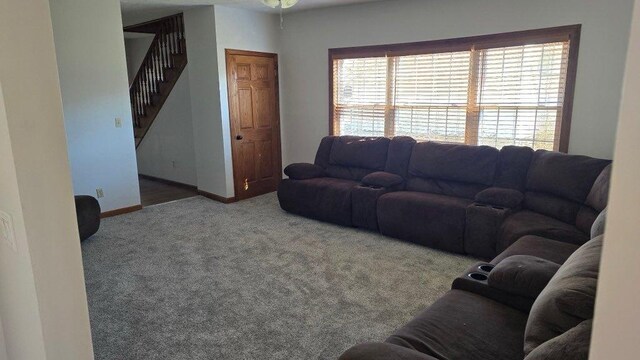 living room featuring carpet floors