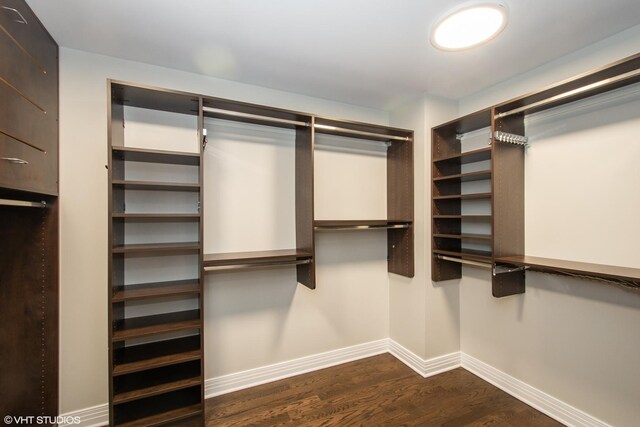 walk in closet featuring dark hardwood / wood-style floors