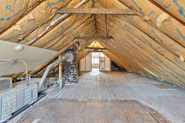 view of unfinished attic