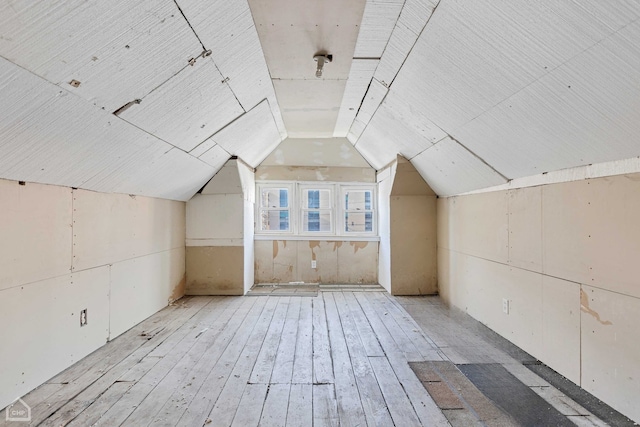 additional living space with lofted ceiling and light wood-type flooring