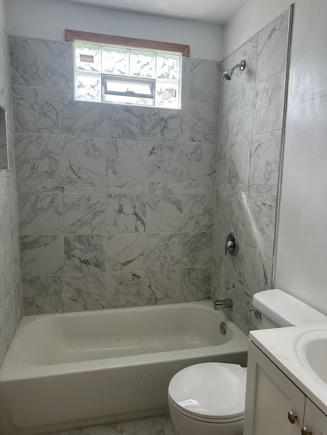 705 N Cottage Ave, Kankakee, IL 60901 - full bath with vanity, tub / shower combination, and marble look tiles